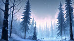 冰雪森林黑夜