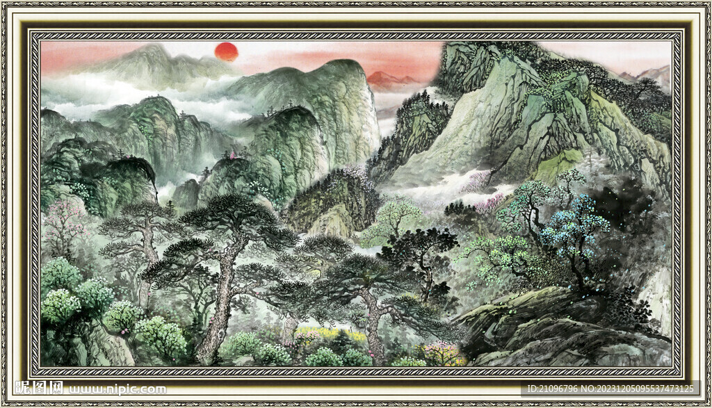招财山水图 