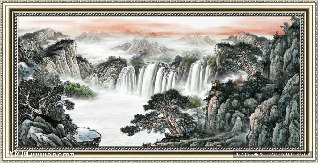 招财山水图 