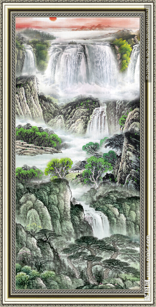 招财山水图 