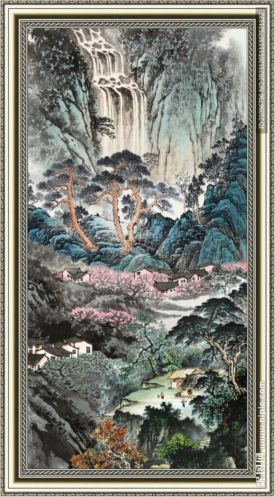 聚宝盆山水画 