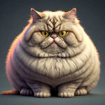 一只胖胖波斯猫，面向镜头，坐姿