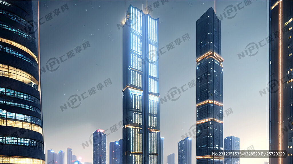 繁华都市高楼大厦夜景