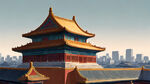 老北京的的屋顶，远处是故宫