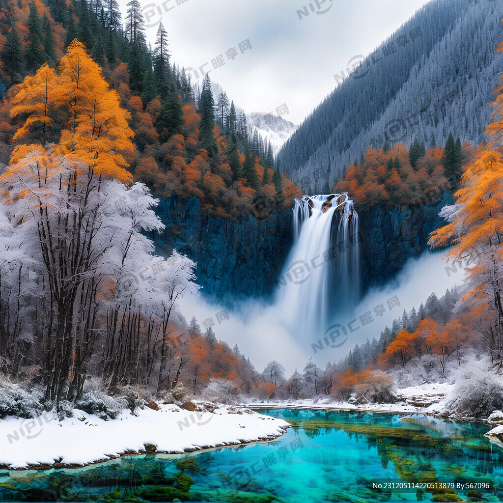 梦幻九寨沟风景 白雪茫茫