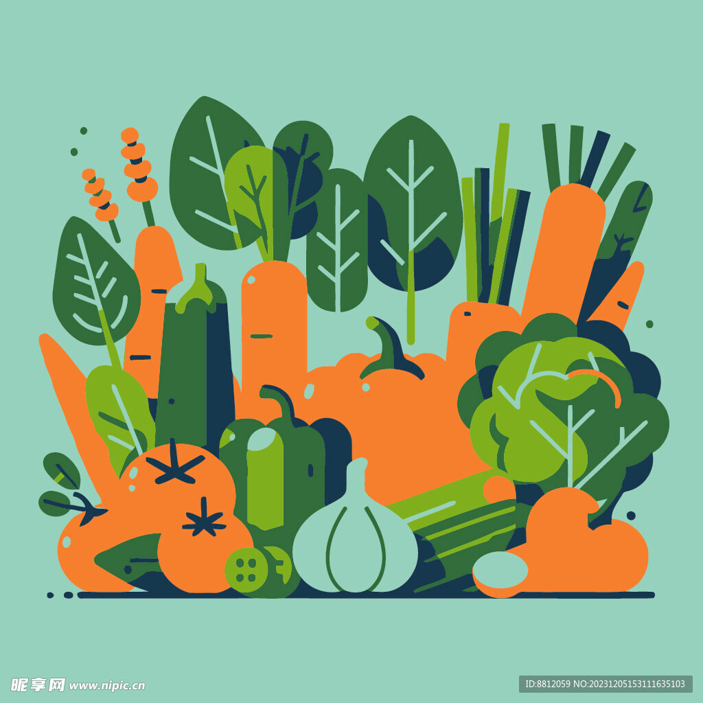 蔬菜扁平图标设计