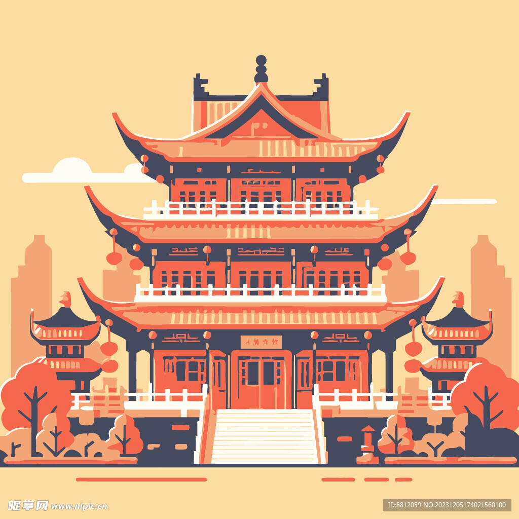 中国风建筑剪影设计