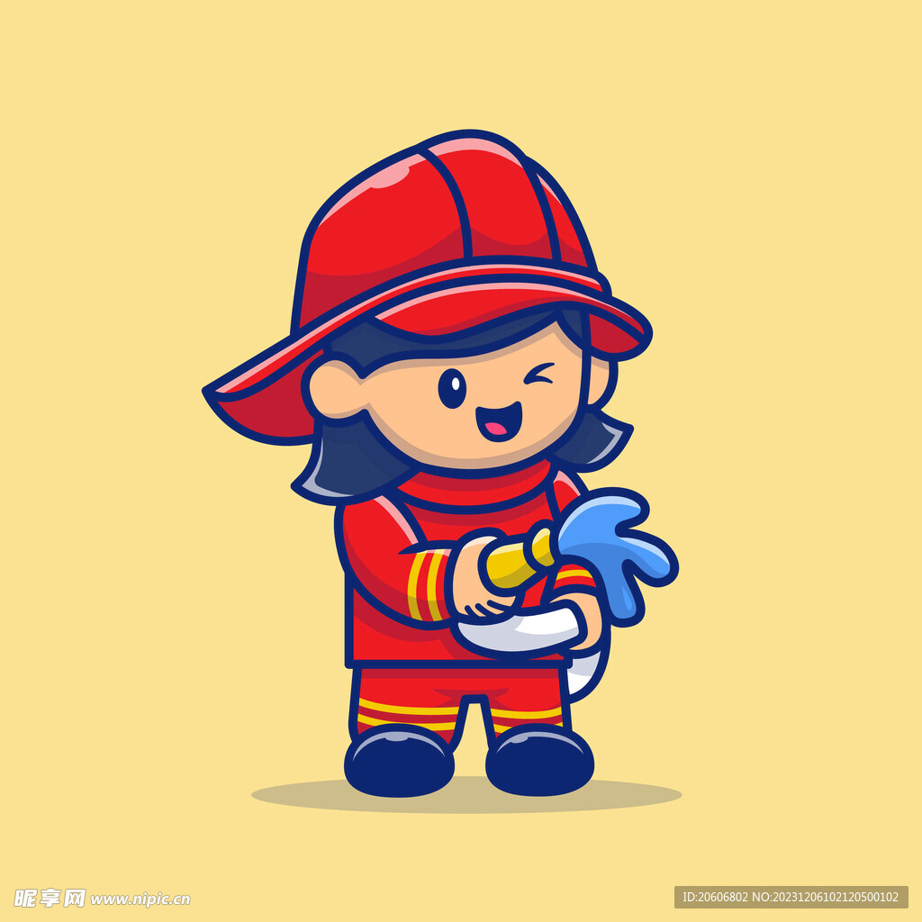女消防员灭火