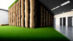 开发商营销中心，草皮围挡，拐角的景墙造型