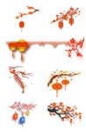 中式喜庆灯笼梅花免扣素材