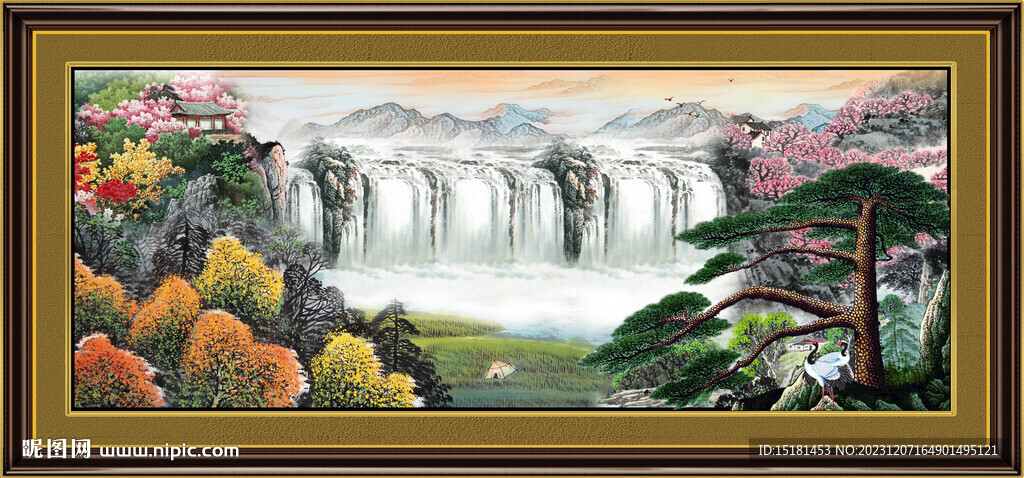 聚宝盆山水画 