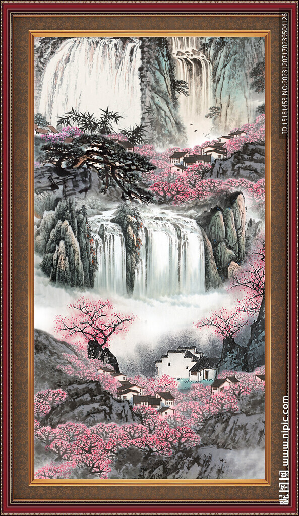 聚宝盆山水画