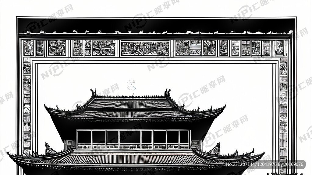 广府文化建筑纹样 黑白图
