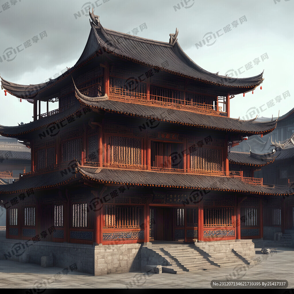 彝族建筑 暗调 楼房群