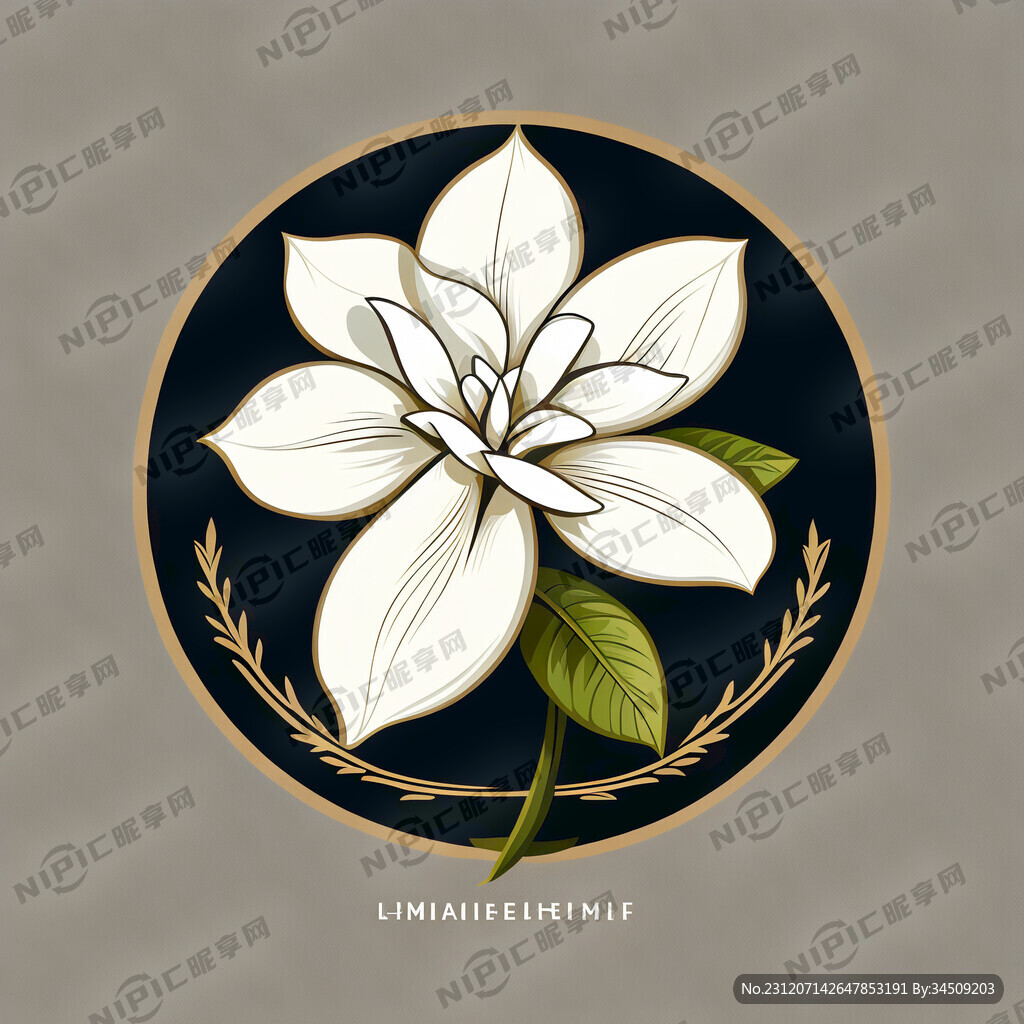 栀子花 标志 矢量