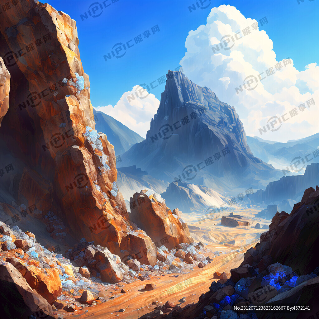 岩石 矿山 晶体 矿物 蓝天