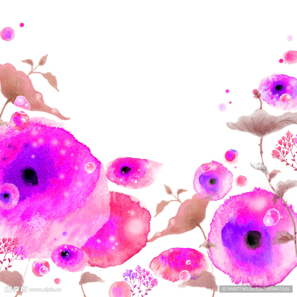水墨花卉紫色花卉挂画装饰画