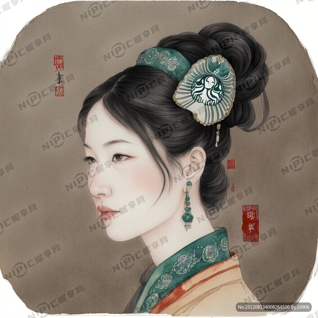 帮我画一个和星巴克差不多的中式