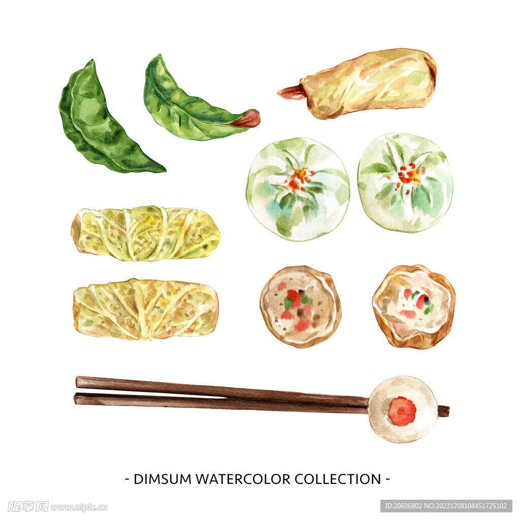 水彩点心插画