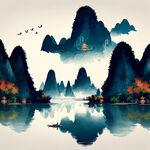 桂林山水图案