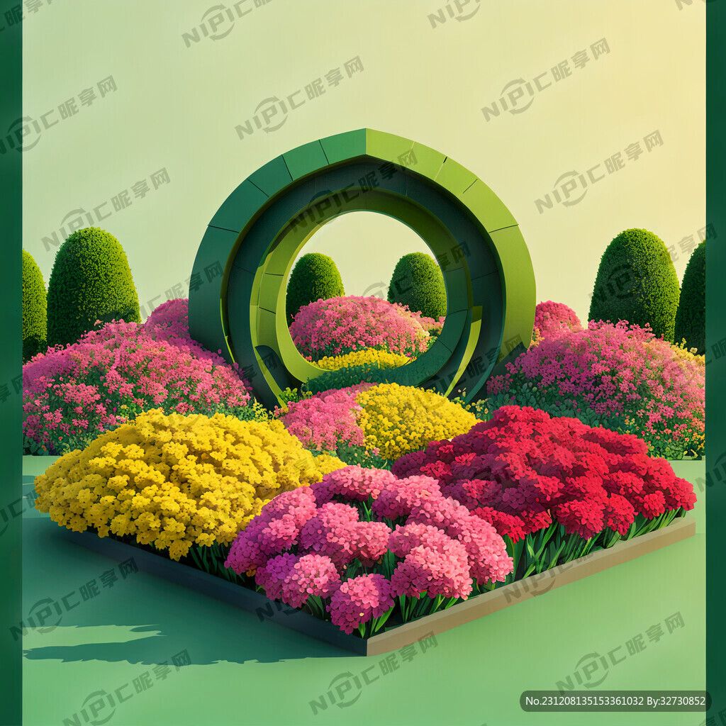 立体花坛2024春节绿雕