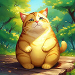 一只胖胖的黄色猫咪，纯色背景，恭喜发财，二次元，高清