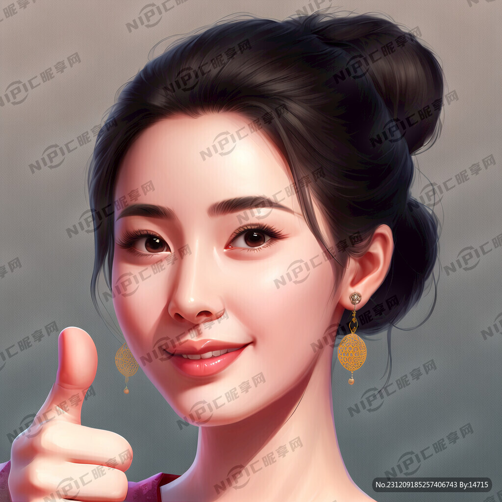 竖大拇指  插画  头像   
