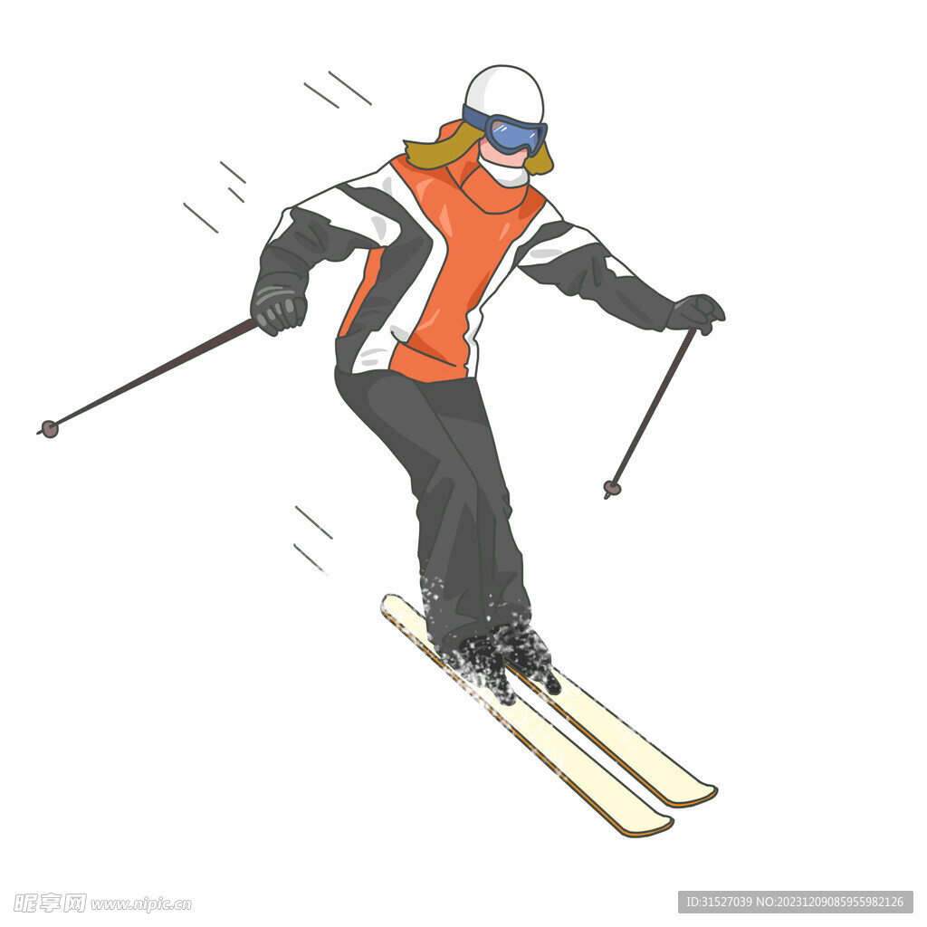 卡通滑雪人物