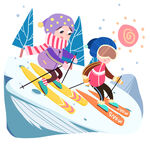 卡通滑雪运动人物