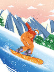 滑雪插画