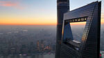 夕阳下上海中心环球