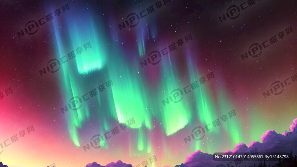 黑夜天空里的极光