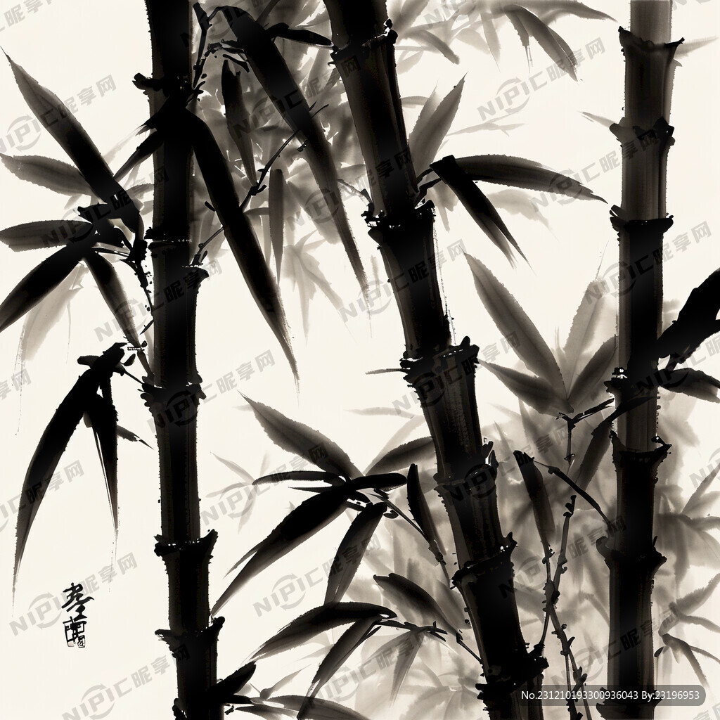 竹子水墨画