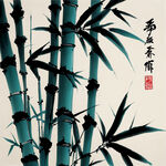 青竹子水墨画