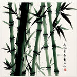 绿竹子水墨画