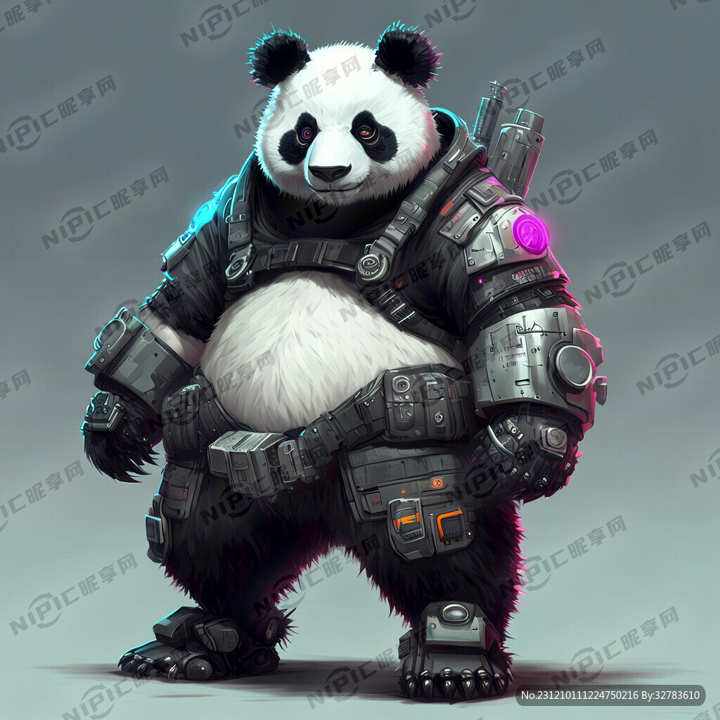 熊猫 科技 朋克风 动漫风  