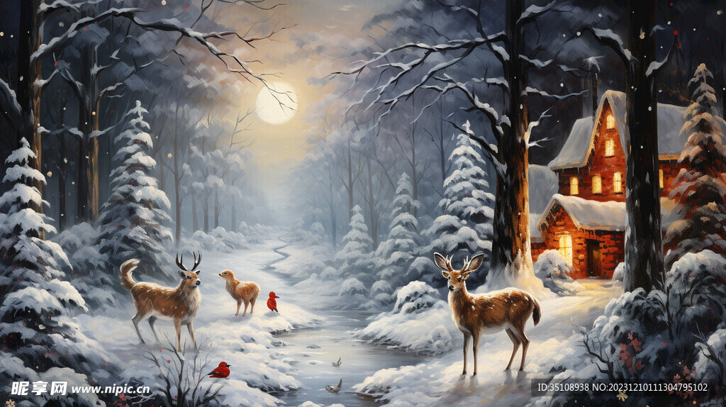 圣诞森林小鹿