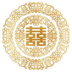 圆形复古花纹祥云双喜字花纹剪纸
