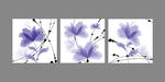紫色花卉花藤三联挂画装饰画