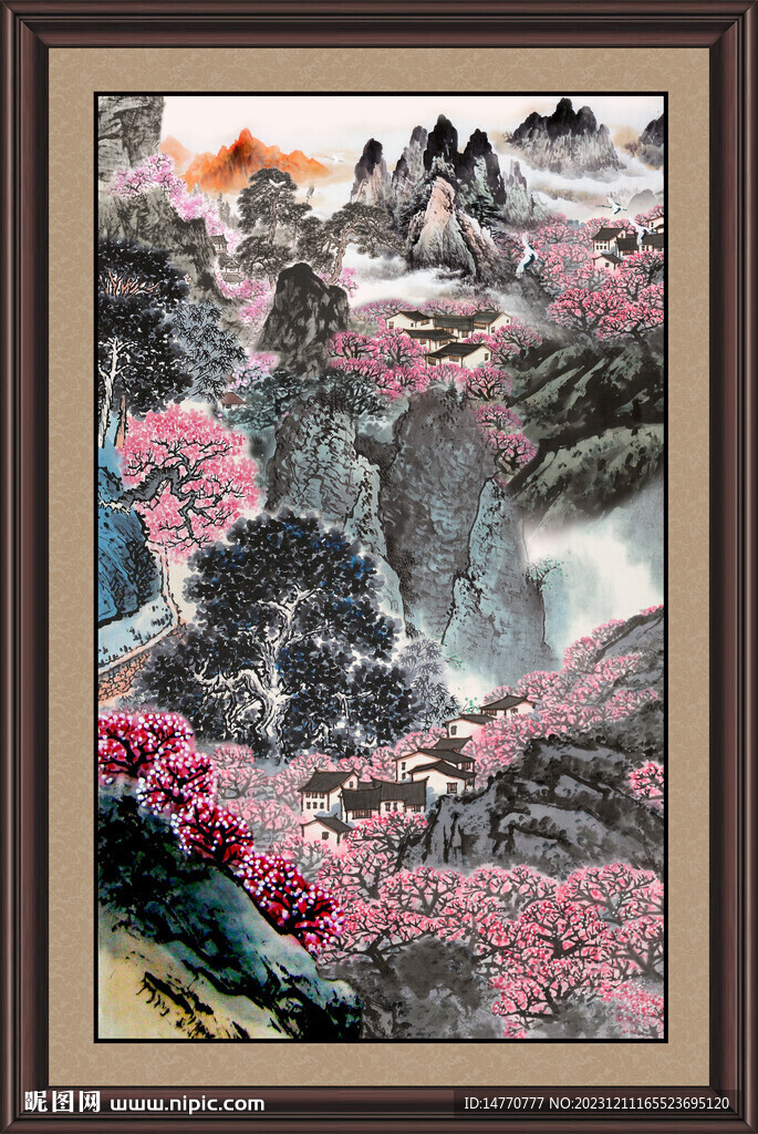竖幅山水画 