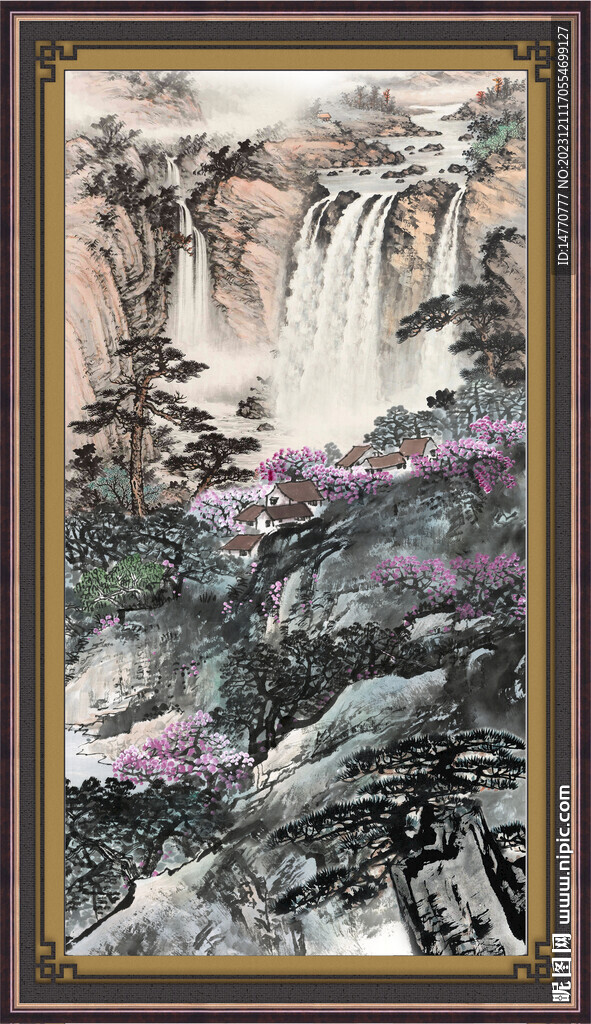 竖幅山水画 