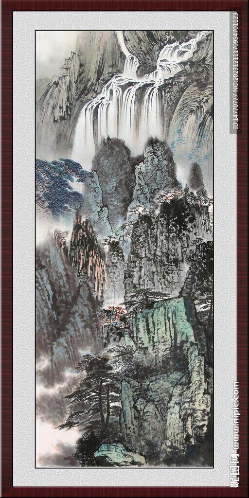 竖幅山水画 