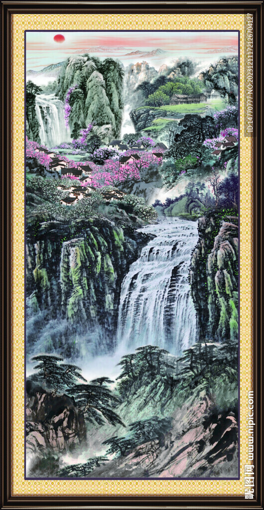 竖幅山水画 
