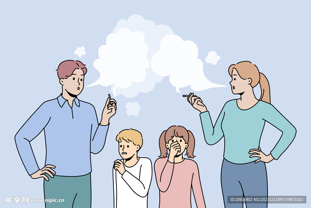 在小孩面前抽烟的父母