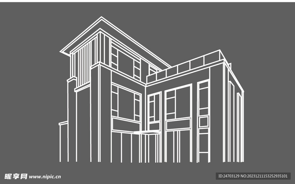 现代建筑矢量线稿