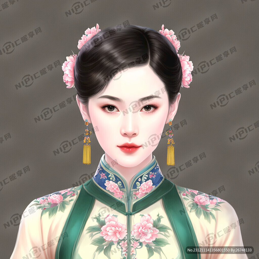 民国服饰 女性 手绘