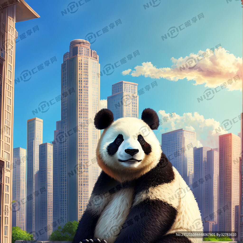 熊猫 天空晴朗 细节丰富 可爱
