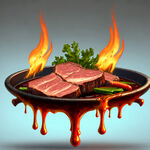 烤肉，火焰，肉滴油