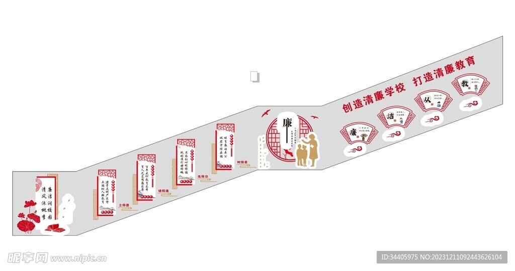 清廉学校楼梯文化墙设计