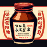 日式烤肉酱料瓶标签设计